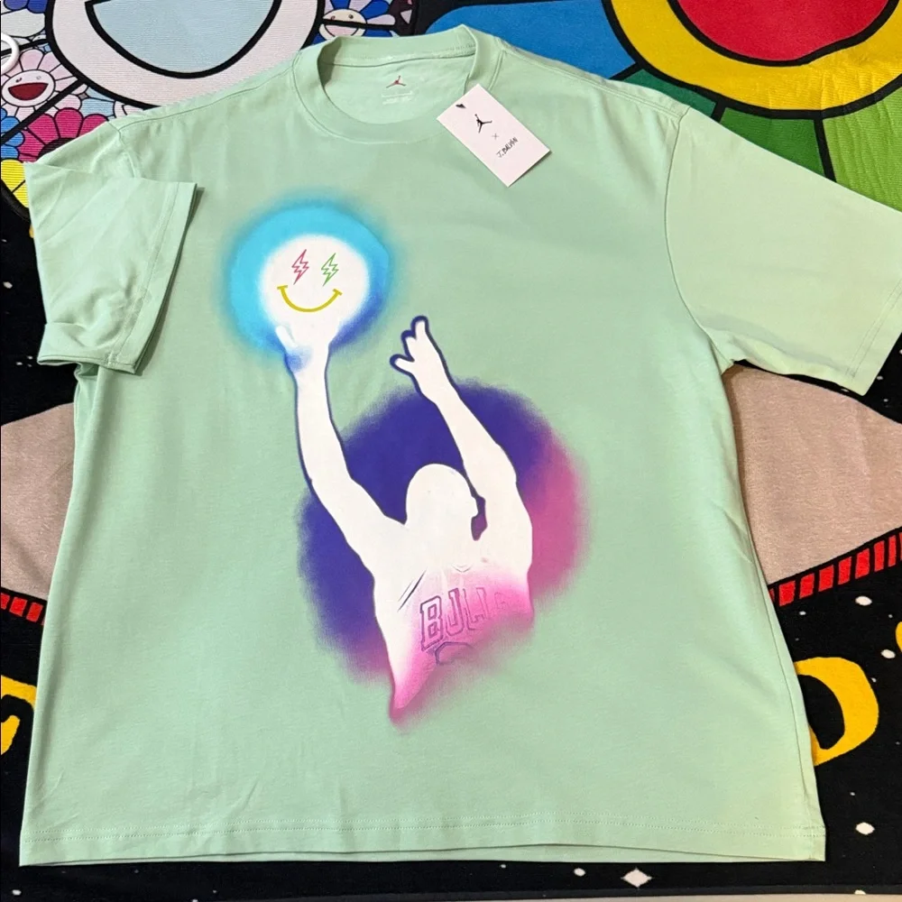 Jordan J Balvin Mint Green Graphic Tee